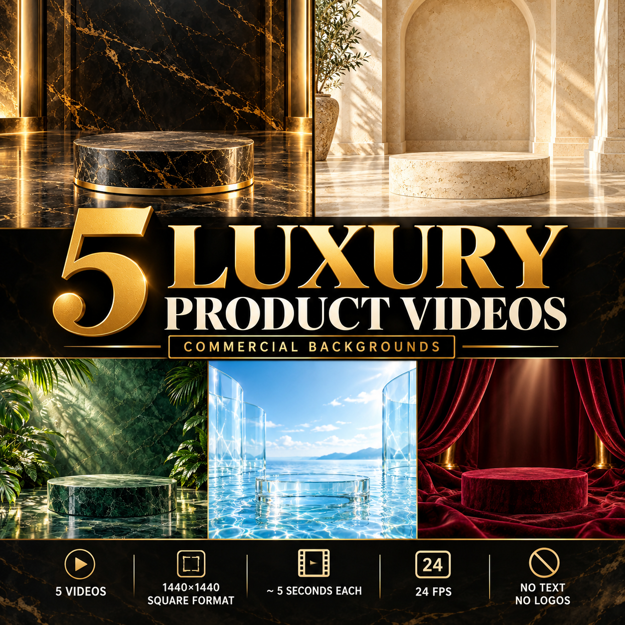 5 Luxury Product Video Backgrounds – Commercial Pack